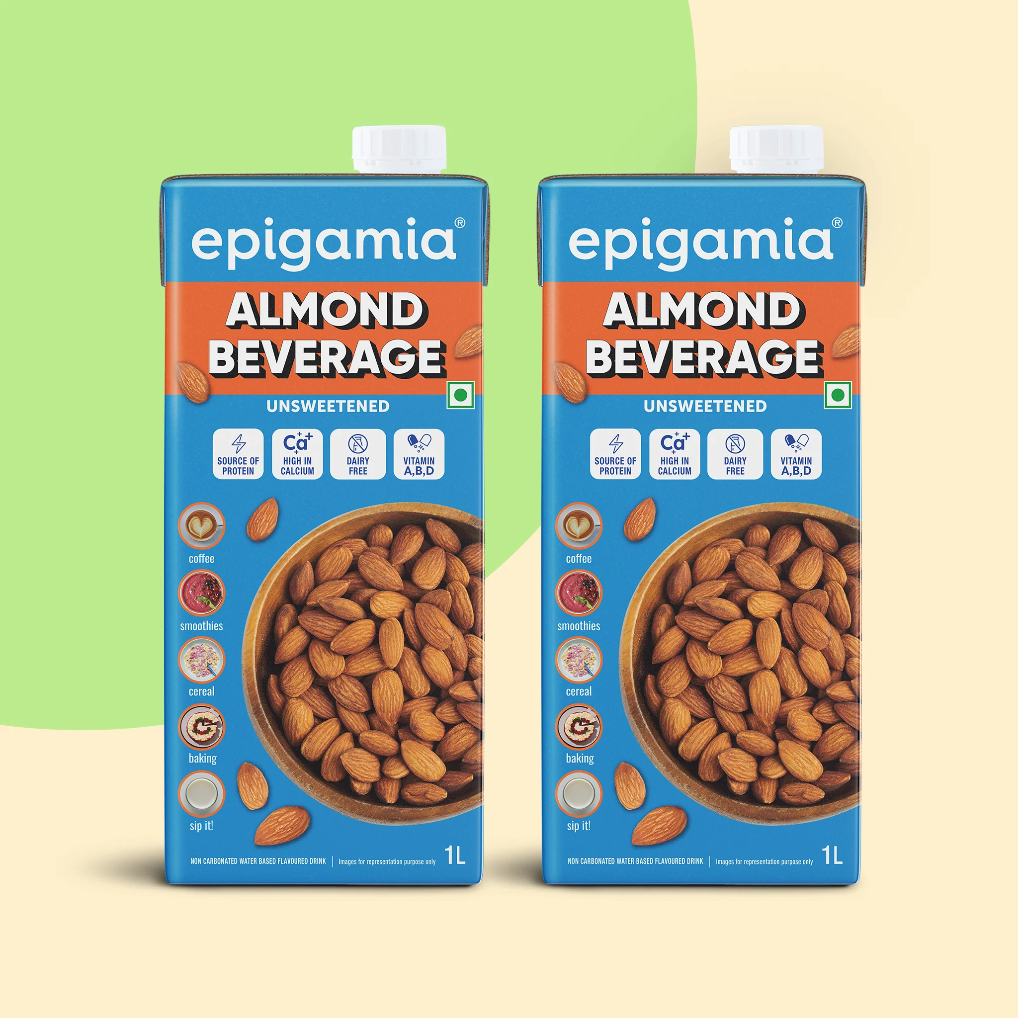 almond beverage, unsweetened, 1 litre each- pack of 2