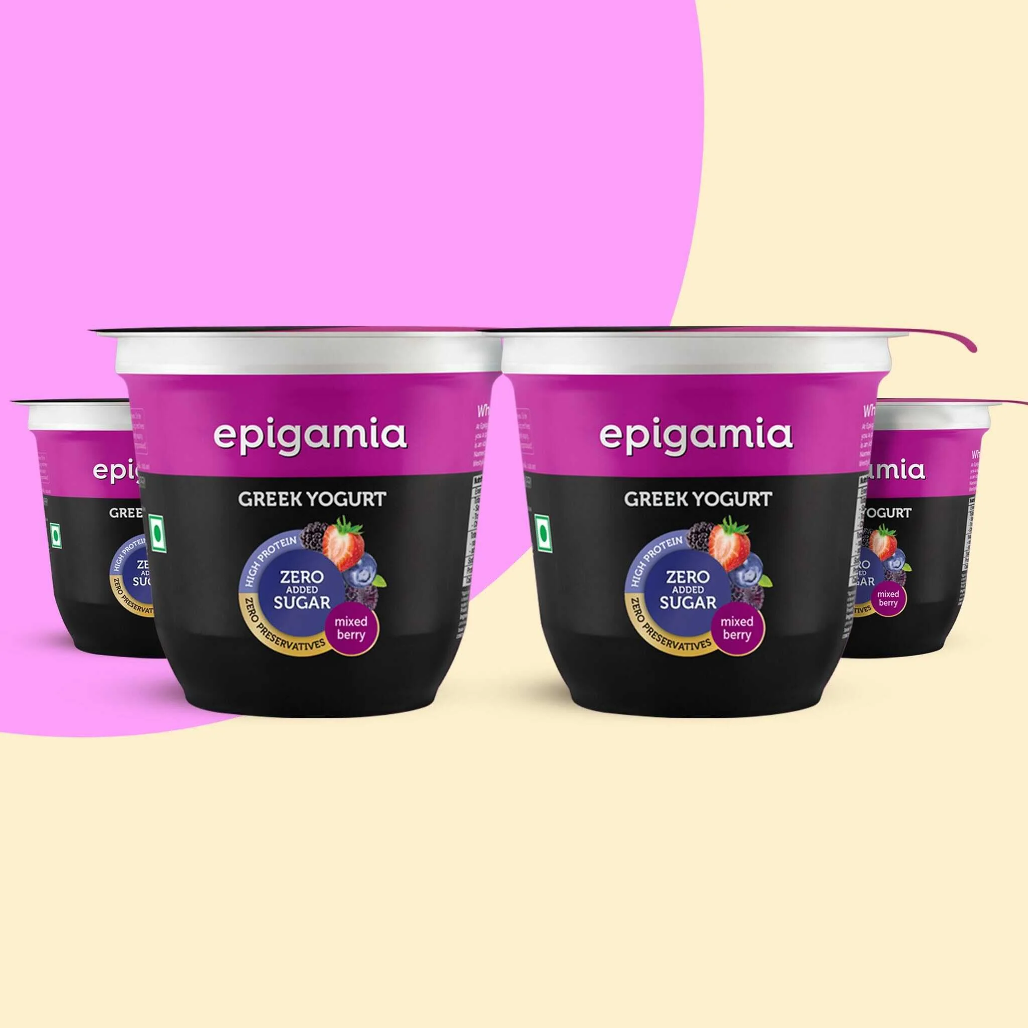 greek yogurt, no added sugar, mixed berries - pack of 4