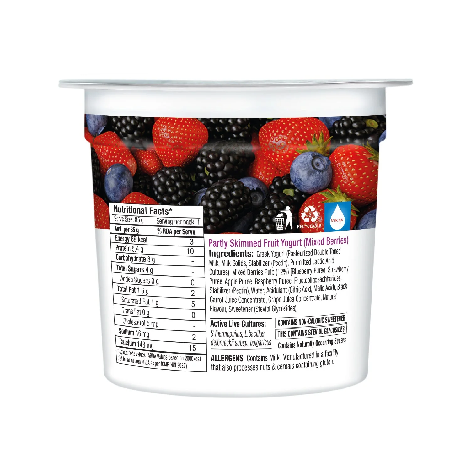 zero added sugar greek yogurt, mixed berries - pack of 4 - Image 4