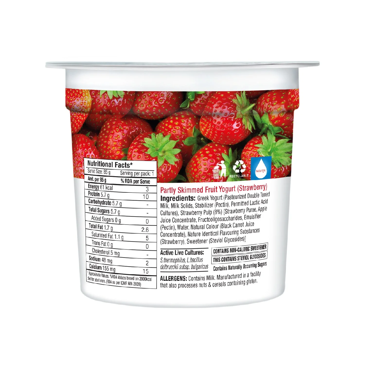 zero added sugar greek yogurt, strawberry - pack of 4 - Image 4